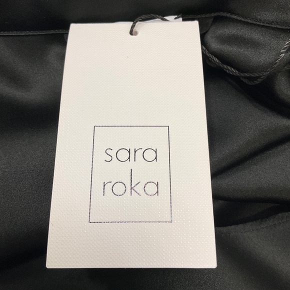 SARA ROKA BLACK MULTI 2023 KENJI TULLE MIDI WRAP DRESS - Picture 6 of 6
